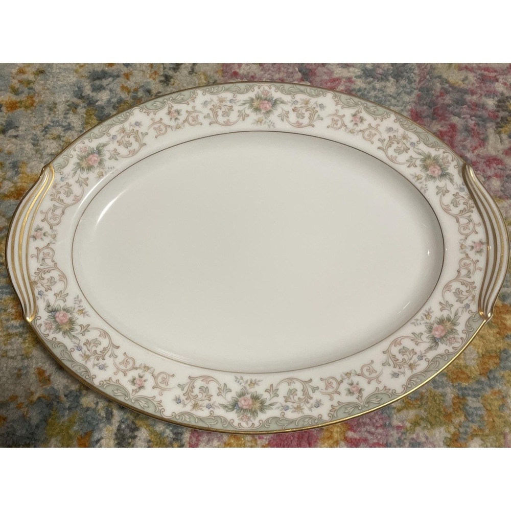Vintage Shabby Chic Noritake China Oval Serving Bowl discontinued 5908 Flowers - Picture 11 of 12